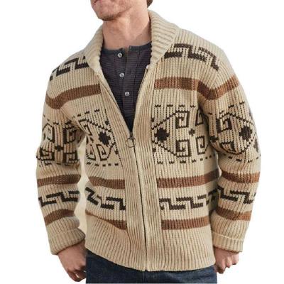 China custom made parride sweater mens casual tapestry cardigans hemp sweater jacket long sleeve slim jacquard knit sweater coats for sale