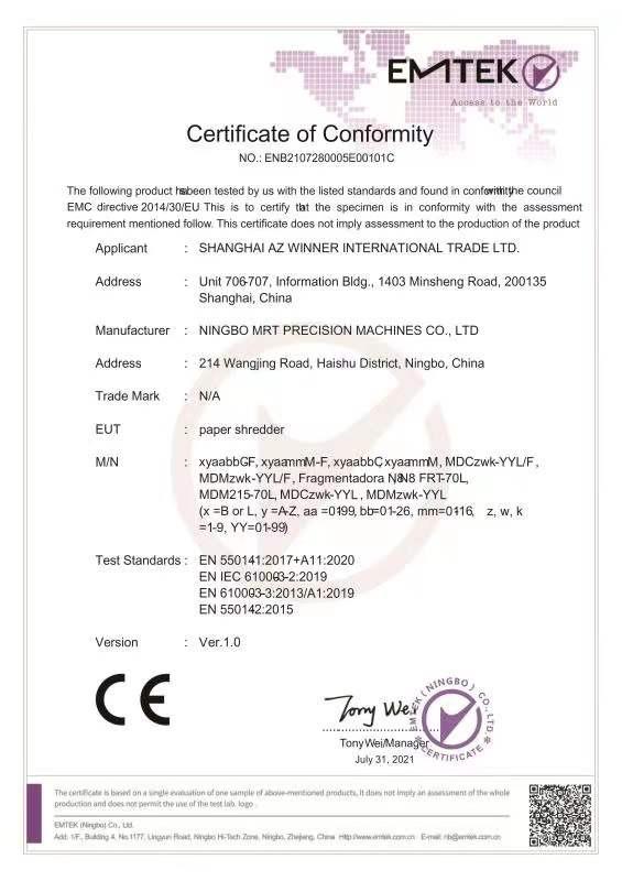 CE - Shanghai AZ Winner International Trade Ltd.