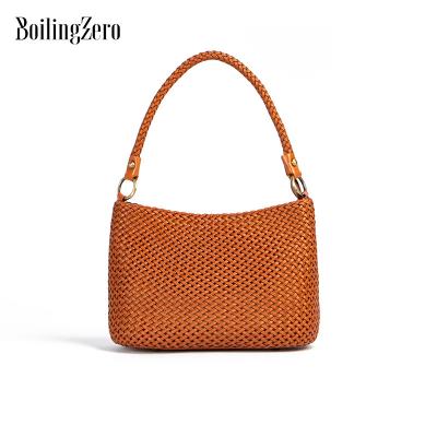 China Other Luxury Woven Tote Mini Bags Wallet Hobo Bags Leather Women Handbag OEM Spring Summer Stretching Vintage Party Bags for sale