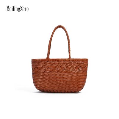 China Other Leather Bags For Vintage Lady Woven Genuine Leather HandbagBag Tote Bags for sale