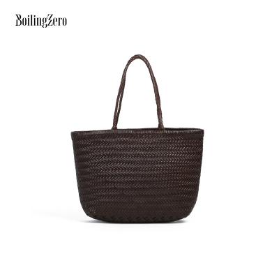 China Other Salamander Bonded Handbag Leather Handmade Woven Lady Tote Leather Bag for sale