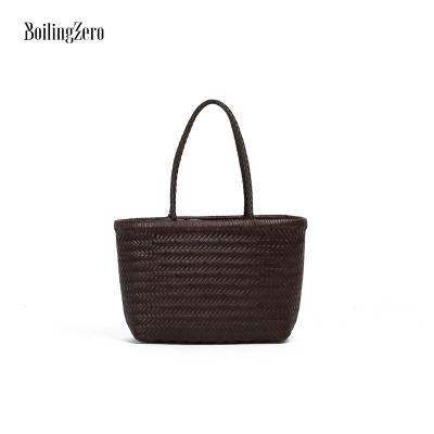 China Other Cowhide Woven Handbag Woman Handmade Leather Tote Bag Salamander for sale