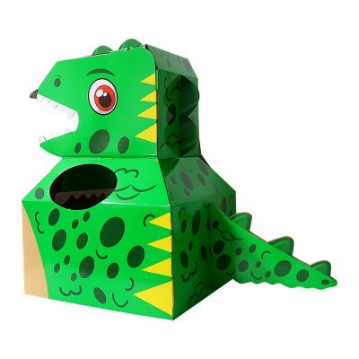 China Recyclable Animal Role Playing Cardboard Box Kids 3D Puzzle Game Dinosaur DIY Portable Creative Paper Handmade Toy For Children for sale