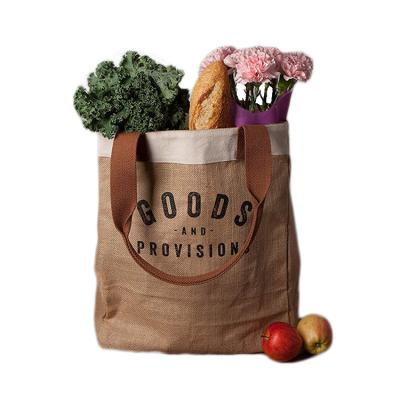 China Large Tote Burlap Jute Shopping Bag Reusable Environmental Friendly Economic Custom Made Reusable for sale