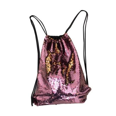 China 2021Trending Gym Sequin Women Drawstring Backpack Anti-theft Portable Luxury Reusable Bag for sale