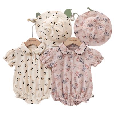 China Fashion comfortable Breathble summer two-piece floral love&roses romper girls with hat for sale