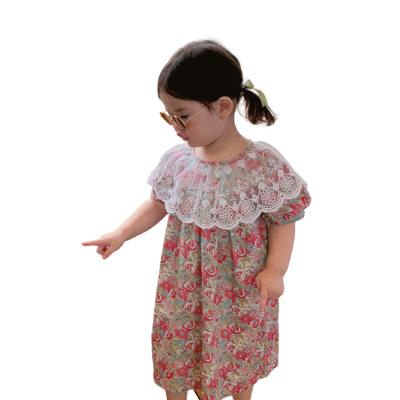 China Breathable Lace Collar Cute Little Girls Floral Dresses Summer for sale