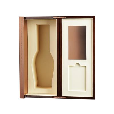 China Luxury Handmade Champagne Walnut Wood EVA Wine Bottle Gift Package Wooden Simple Box OEM Customized Tequila Vodka Style Pcs for sale