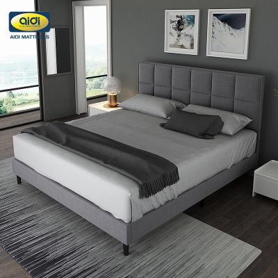 China AIDI modern cama lit double bedframe design Europe wooden bed frame 2022 hotel hot sale products large bed modern nordic room for sale