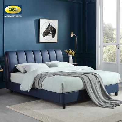 China AIDI OEM/ODM Bedroom Furniture Modern European Luxury Double Adjustable Letto Bett Tufted Soft King Size Wooden Genuine Leather Bed Frame for sale