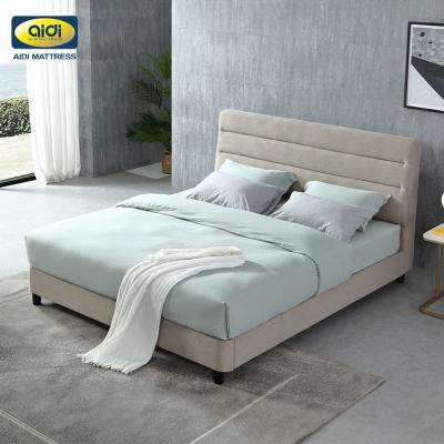 China (Size)AIDI Adjustable Free Sample Modern Soft Bed Frame Set Room Furniture Set Luxury Unique Fabric Slatted King Queen Size Wood Bed With Frame for sale