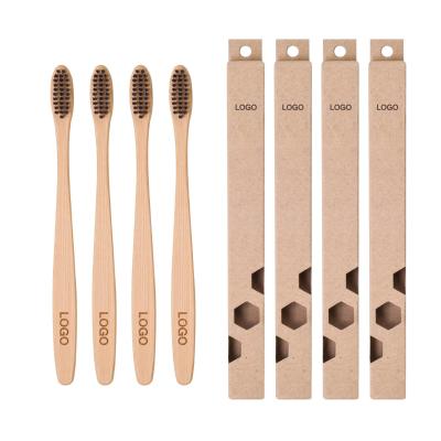 China Econewleaf Disposable Custom Logo Personalized 100% Eco Biodegradable Bamboo Toothbrush With Extra Soft Charcoal Bristles for sale