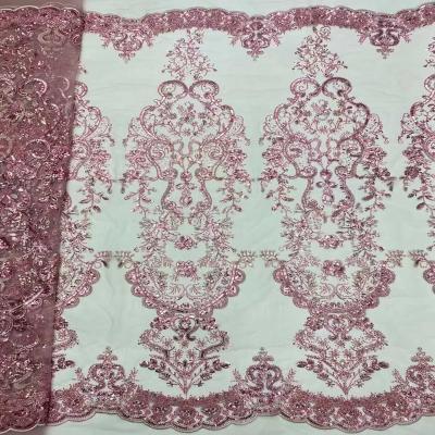 China Hot Selling Lady Wedding Handmade Bead Viable Embroidery Lace Fabric Knitting Fabric Fabric for sale