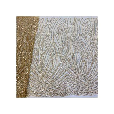 China Sustainable Breathable Comfort Clothing Making Fabric Custom Wholesale Beaded Lace Fabric for sale