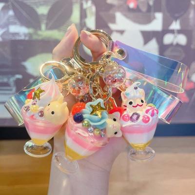 China Popular Women Ice Cream Cafe Women Boba Key Chain Cute Creative Bubble Drinks Key Chain For Kids Girlfriend Trinkets Key Pendant Gift for sale