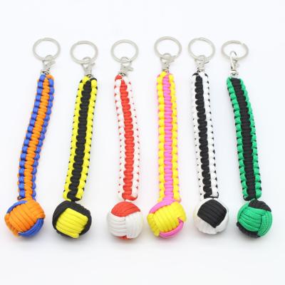 China Environmentally Friendly Outdoor Rope Self-defense Ball Monkey Weaving Fist Around Seven-Core Umbrella Rope Monkey Fist Key Chain Keychain for sale