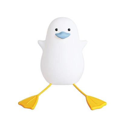 China New-designed new small seagull night light silicone touch sensor LED amusement lamp mobile phone creative rechargeable stand bedroom for sale