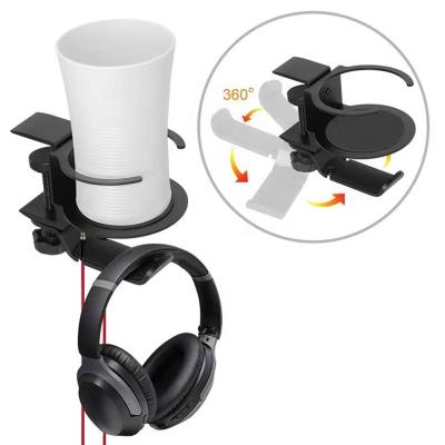 China Space Saving 2022 Earphone Stand With Arm Clamp Earphone Holder Adjustable Headset Hook Hanger Rotating Mount,Cup Holders for sale