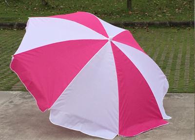 China Foldable Pink And White Outdoor Sun Umbrellas Nylon Material With Steel Frame for sale