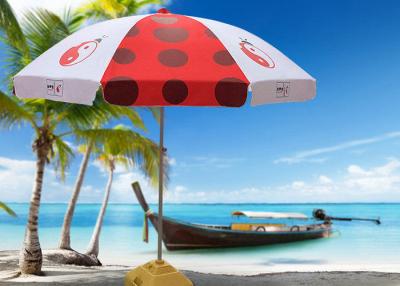 China Luxury Red And White Outdoor Cafe Umbrellas With 500D Oxford Fabric , Heat Transfer Printing for sale