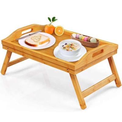 China Longhui Foldable Wholesale Bamboo Breakfast Tray Laptop Bed Tray with Foldable Legs for sale