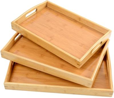 China Mulfunction Tray Fast Food Serving Tray Storage Cheap Bamboo Serving Tray for sale