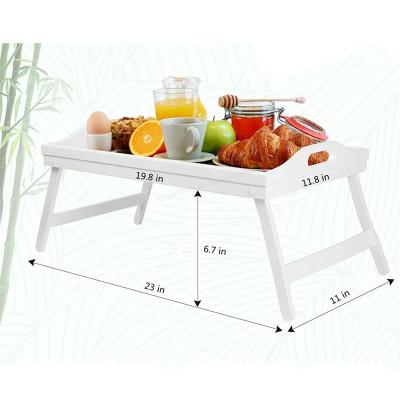 China Amazon Tray Ready White Bamboo Foldable Bed Foldable Breakfast Serving Tray for Boarding FST-002W for sale