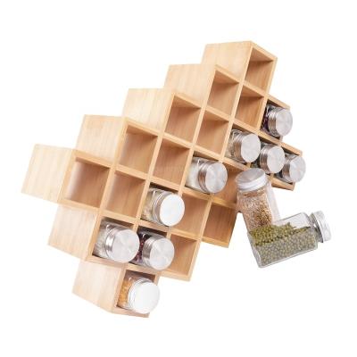 China Viable Popular Bamboo Organizer Spice Storage Rack Kitchen Storage Rack with 23 Jars for sale