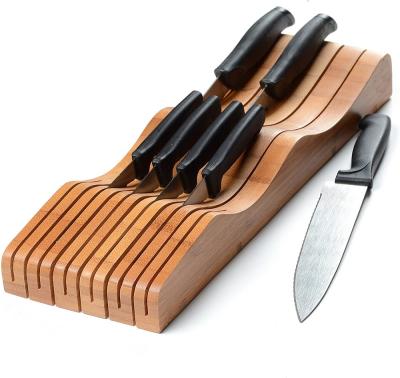 China CLASSIC Eco-friendly Bamboo Kitchen Knife Shelf Holder Drawer Organizer for sale