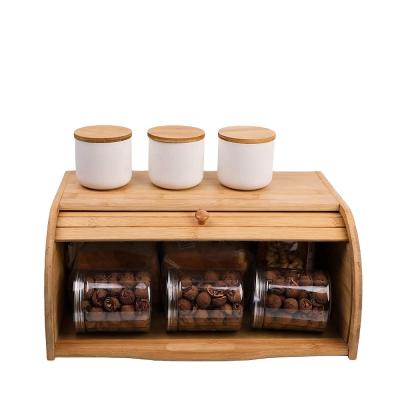 China Durable Natural Bamboo Wooden Bread Storage Boxes Kitchen Countertops Food Storage Box for sale