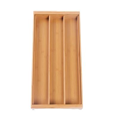 China Sustainable Expandable Bamboo Kitchen Drawer Organizer And Cutlery Tray for sale