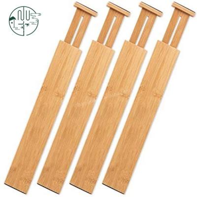 China Sustainable Natural Expandable Bamboo Organizer Drawer Divider for Kitchen Bedroom Bathroom Office for sale