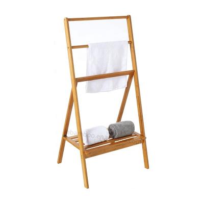 China BRIEF Cheap Folding Bamboo Organizer Towel Storage Shelf 3 Layer Towel Rack Holder Bathroom Accessories for sale