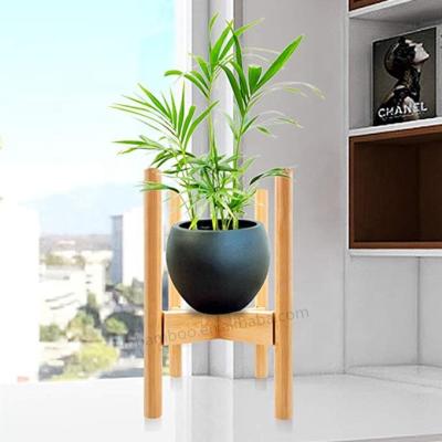 China High Quality Viable Height And Width Adjustable Plant Stand Flower Bamboo Pot Holder With Flower Saucer for sale