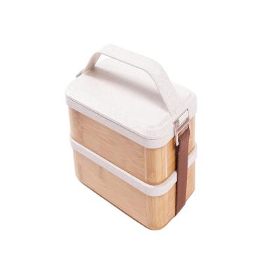 China 2020 Sustainable Hot Selling 2 Tiers Food Storage Container BPA Free Bamboo Food Bowl Eco - Friendly for sale