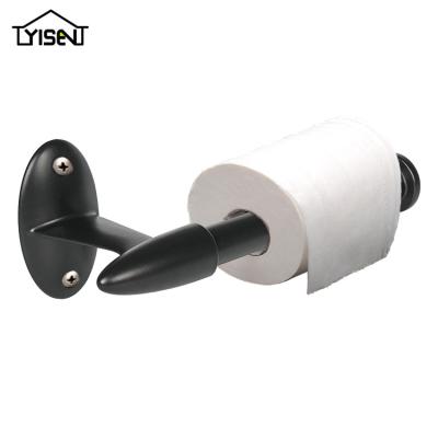 China Traditional Black Aluminum Alloy Toilet Paper Holder Without Cover for sale