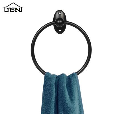 China Aluminum Towel Ring Design Modern Style Simple Design Factory Traditional Black Wall Mounted Bathroom Supplier for sale