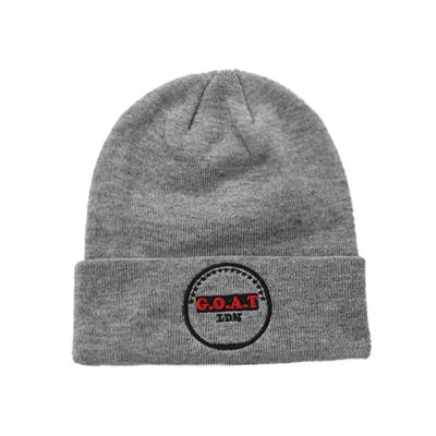 China Warm Embroidery COMMON COMMON Logo Adults Knitted Winter Hats Custom Gray Skullcap Soft Sale Beanie for sale