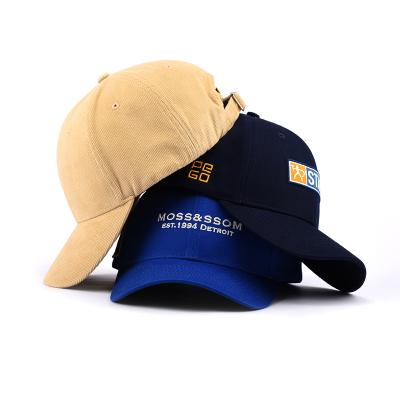 China High Quality Custom JOINT JOINT Tan Camel Color Logo Adjustable Corduroy Metal Buckle Sports Simple Hats Baseball Cap for sale