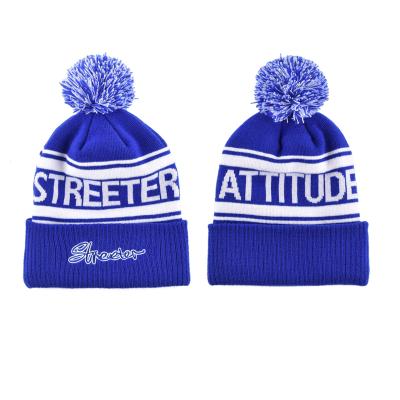 China Wholesale COMMON COMMON Pom Pom Jacquard Knit Winter Hat warm, Embroidered Beanie Winter Hat made to order for sale