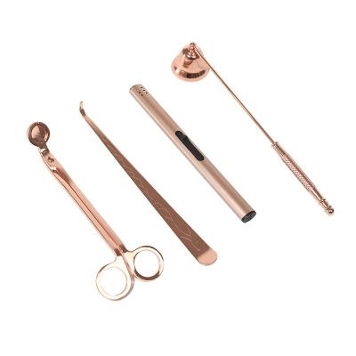 China 5 Piece Shear Set Rose Gold Silver Gold Black Spark Plug Cutter Sniffer Trimmer Wick Care Kit Set with Igniter for sale