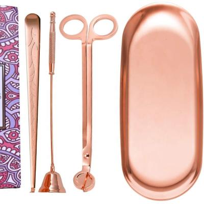 China Shear Care Kit Set Rose Gold Silver Gold Black Candle Cutter Sniffer Trimmer Wick Set for sale