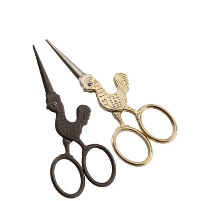 China Golded Stainless Steel Color Retro Tailor Cross Stitch Scissors Embroidery Craft Scissor Crane Paper Sewing Small Embroidery for sale