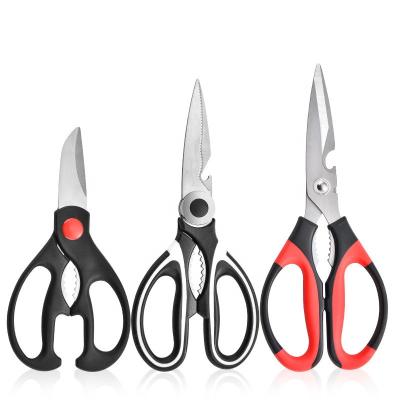 China Cutting Vegetable Food Chicken Meat Kitchen Scissors 3 Pack Universal Stainless Steel Meat Food Kitchen Sharp Serving Scissors for sale