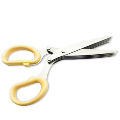 China Professional Cutter Scissors Herb Scissors Chicken Scissors 5 Blade Stainless Steel Kitchen Vegetable Meat Food Chicken Scissors for sale