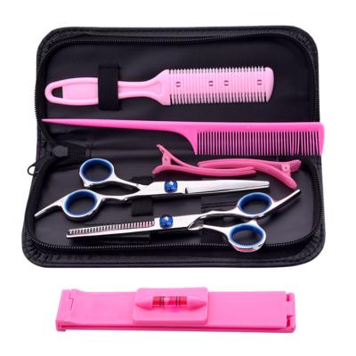 China Hair Shear Scissors Set Hairdressing Scissors Kit Hair Clipper Razor Thinning Home Cutting Scissors Barber Use Hair Cutting Set 6pcs for sale