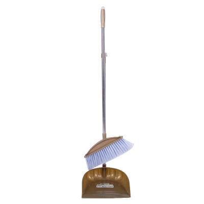 China Durable large cleaning area long handled dustpan and broom for sale