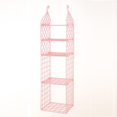 China Home folding cabinets tiered racks plastic-frame dormitory closet hanging basket shelf for sale