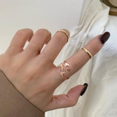 China FASHIONABLE Liuanan Drop Shipping Women Stainless Steel Name Rings Custom Personalized Gold Plated Finger Letters Initial Ring for sale