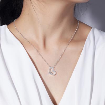 China TRENDY KN26C woman fashion delicacy heart shape zirconia love cube necklace long pendant jewelry necklace for sale